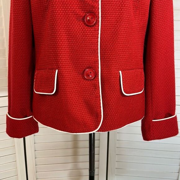 Dennis Basso Size Medium Signature Red Long Sleeve Jacket - Picture 5 of 14
